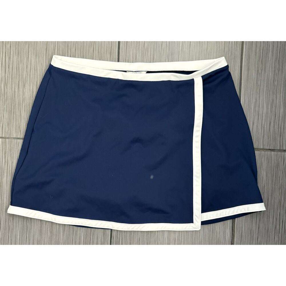 J. Crew Cloudstretch Wrap Tennis Skirt Skort Large Navy Blue/ White Pickleball